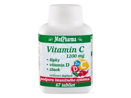 MedPharma Vitamín C 1200 mg - šípky, vit. D, zinok 67 ks
