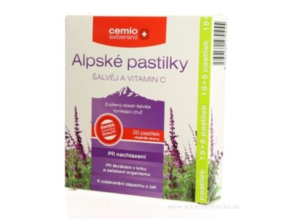 Cemio Alpské pastilky ŠALVIA A VITAMÍN C 20 ks