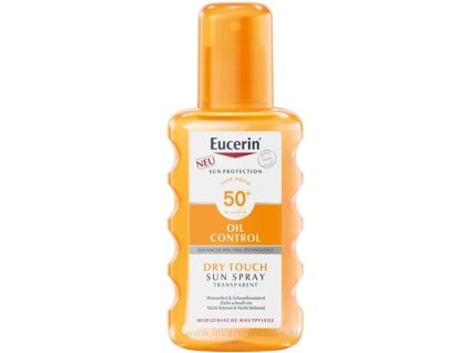 Eucerin SUN Oil Control Dry Touch SPF 50+ sprej na opaľovanie, transparentný, 200 ml