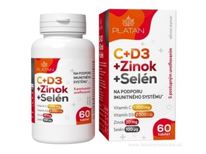 PLATAN C + D3 + Zinok + Selén – 60 tbl s postupným uvoľňovaním | Imunita, antioxidanty, zdravé kosti a vlasy