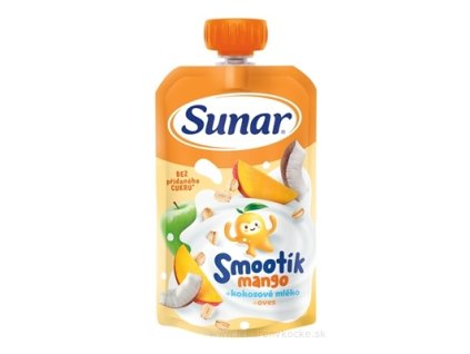 Sunar Smootík detská kapsička mango, kokosové mlieko, ovsené vločky 120 g – pre deti od ukončeného 12. mesiaca