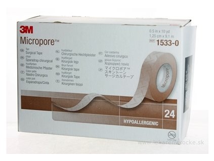 3M MICROPORE náplasť hnedá, cievka 1,25cm x 9,1m, zo špeciálneho papiera 1x24 ks