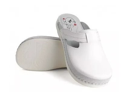 BATZ Flower veľkosť 39 dámske kožené papuče s uzavretou špičkou – biele