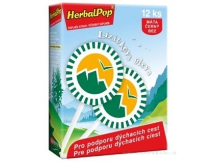 Bylinková lízanka HerbalPop s mätou a čiernou bázou 12 ks – podpora dýchacích ciest