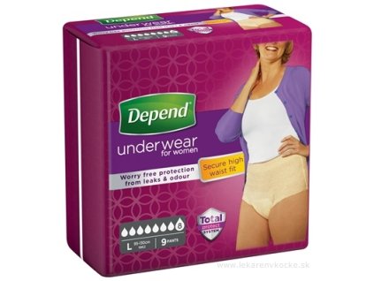 DEPEND SUPER L pre ženy naťahovacie nohavičky, obvod bokov 95-130 cm, (2017) 9 ks