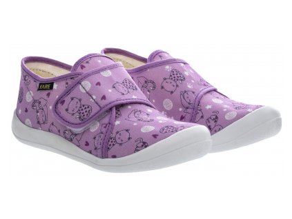FARE KLASIK   veľkosť 29, dievčenské papuče na suchý zips fialové, – ortopedická textilná obuv 4115452