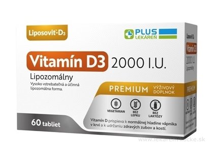 PLUS LEKÁREŇ Lipozomálny vitamín D3 2000 I.U. 60ks