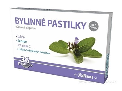 MedPharma BYLINNÉ PASTILKY Bez cukru 36 ks