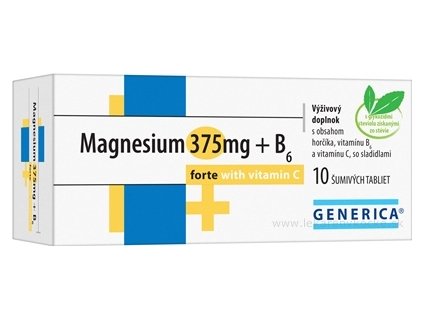 GENERICA Magnesium 375 mg + B6 forte s vitamínom C 10 ks