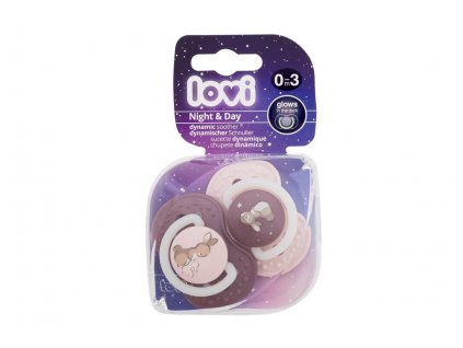 LOVI dynamický utišujúci silikonový NIGHT&DAY 0-3 mesiaca 2ks dievča