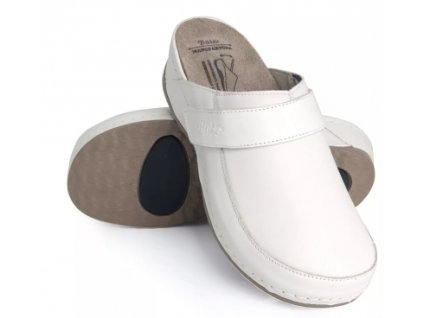 Batz Elena White č.40 Dámske uzavreté zdravotné papuče | Koža, anatomický strih, pohodlie