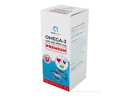 Adampharm Omega 3 rybí olej 1000 mg Premium – vysoká dávka EPA/DHA + vitamín E, 60 cps
