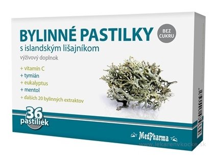 MedPharma BYLINNÉ PASTILKY Bez cukru 36 ks