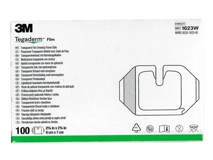 3M TEGADERM Film 1623W 6cm x 7cm, transparentné krytie s rámom, 1x100 ks