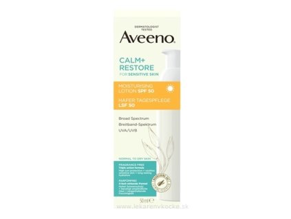 Aveeno opaľovacie mlieko SPF50 CALM+RESTORE – hydratácia a ochrana pre citlivú pleť, 50 ml