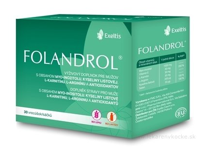 Exeltis Folandrol – výživový doplnok pre mužov, 30 sáčkov (inositol, L‑karnitín, L‑arginín, selén, vitamín E)