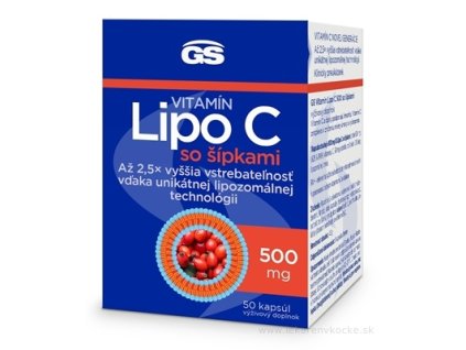 GS Vitamín Lipo C 500 mg so šípkami – lipozomálny vitamín C, 50 kapsúl