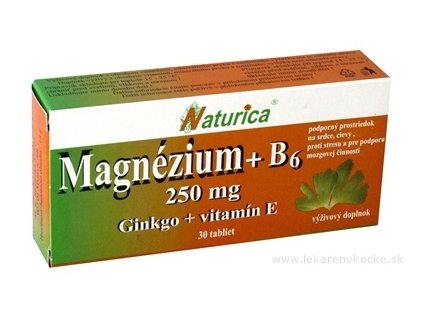 Naturica MAGNEZIUM 250 mg+B6+Ginkgo+vitamín E 30 ks