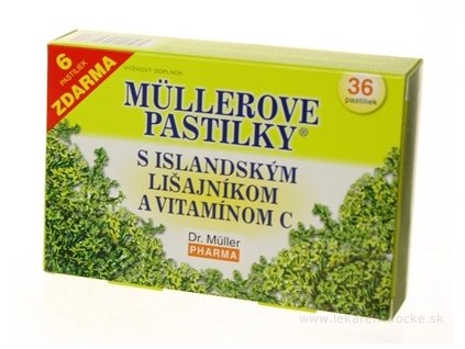 MÜLLEROVE PASTILKY S ISLAND. LIŠAJNÍKOM A VIT. C (na odkašliavanie) 30+6 zadarmo (36 ks)