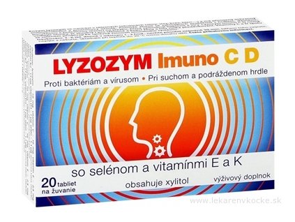 LYZOZYM Imuno C, D so selénom a vitamínmi E a K 20 žuvacích tabliet