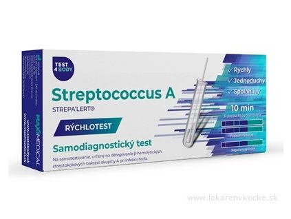 Test4Body rýchlotest Streptococcus A domáci test strep hrdlo výsledok do 10 minút