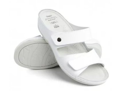 BATZ FC06 veľkosť 41, dámske papuče biele – kožené, gélová vložka, nastaviteľné