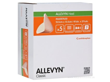 ALLEVYN Heel Krytie na rany 10,5x13,5 cm, neadhezívne polyuretánové penové krytie 5 ks
