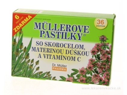 MÜLLEROVE PASTILKY SO SKOR. MAT. DÚŠKOU A VIT. C (pri kašli) 30+6 zadarmo (36 ks)