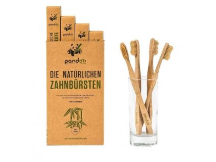 Bambusové detské zubné kefky Pandoo - výhodné balenie 4 ks