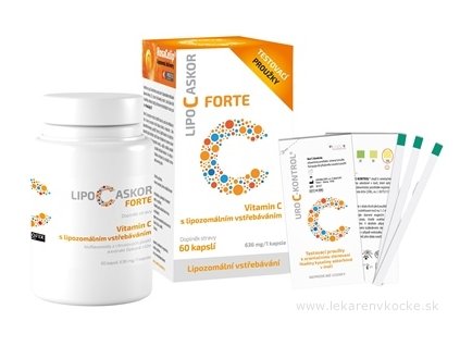 Lipo‑C Askor Forte 60 cps + 4 testovacie prúžky – lipozomálny vitamín C pre imunitu a úľavu stresu