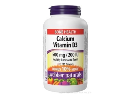 Webber Naturals Vápnik + Vitamín D3 500 mg / 200 IU | 275 tabliet (10 % navyše) pre kosti a zuby