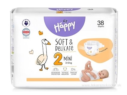bella HAPPY Soft&Delicate 2 Mini detské plienky (3-6 kg) 38 ks