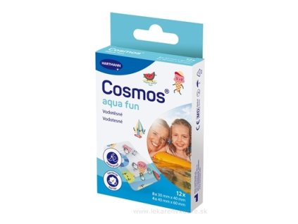 Cosmos Aqua Fun vodotesná priehľadná náplasť na rany, 2 veľkosti (inov.2025) 1x12 ks