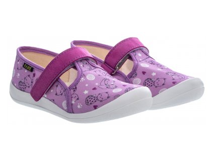 Fare veľkosť 24, Detské dievčenské prezuvky fialové na suchý zips  – ortopedická textilná obuv, 4110491