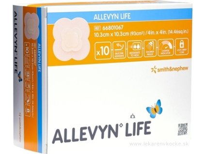 ALLEVYN LIFE Krytie na rany 10,3x10,3 cm, adhezívne penové krytie so silikónovým gélom 10 ks