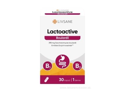 LIVSANE Lactoactive Boulardii probiotiká 30 cps – Saccharomyces boulardii 8 mld + vitamíny B1 & B2 na trávenie a imunitu
