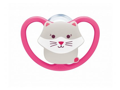 NUK Cumlík Space 6-18m Mačka - ružová BOX