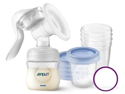 AVENT Odsávačka mlieka manuálna 6706720 VIA poháriky 180 ml 5 ks 1 set
