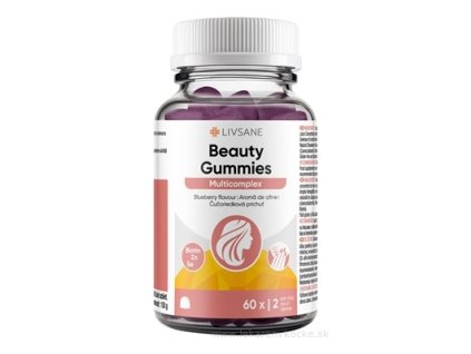 LIVSANE Beauty Gummies želatínové tablety, čučoriedková príchuť, 60 ks