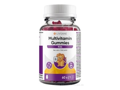 LIVSANE Multivitamíny Gummies pre deti – želatínové tablety, jahodová príchuť, 60 ks