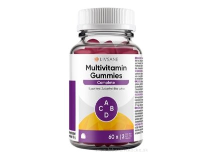 LIVSANE Multivitamíny pre dospelých – želatínové tablety Gummies s jahodovou príchuťou, 60 ks