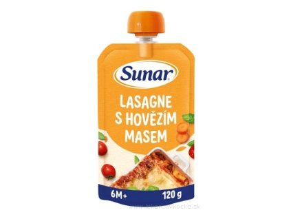 Sunar príkrm Lasagne s hovädzím mäsom 120 g – zeleninovo-mäsový, od ukončeného 6. mesiaca