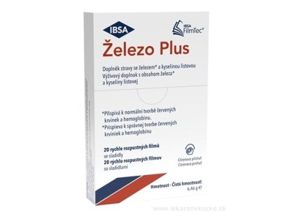 IBSA Železo Plus – orodispergovateľný film s citrónovou príchuťou, 20 ks