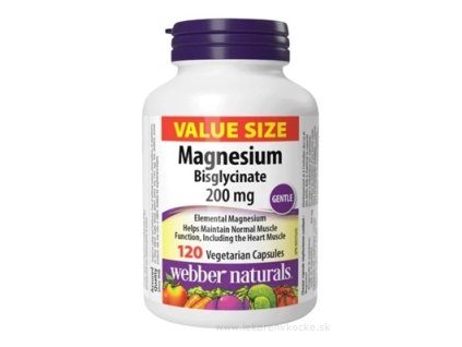 Webber Naturals Magnézium Bisglycinát 200 mg | 120 kapsúl pre lepší spánok a nervy