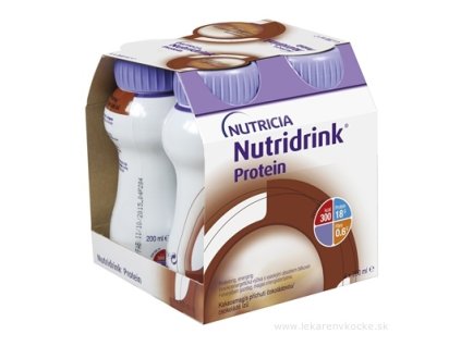 Nutridrink Protein – výživový nápoj s vysokým obsahom bielkovín, čokoládová príchuť, 4×200 ml