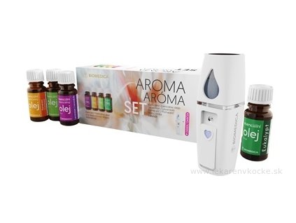 BIOMEDICA ARÓMA SET – esenciálne oleje 4 × 10 ml + nano hmlový rozprašovač (darček)