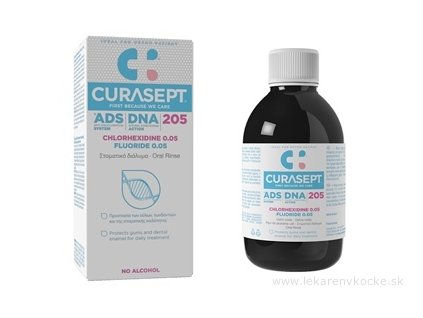 CURASEPT ADS DNA 205 ústna voda s chlórhexidínom 0,05 % a fluoridom 0,05 % 200 ml