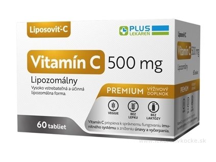 PLUS LEKÁREŇ Vitamín C 500 mg lipozomálny – tablety, 60 ks