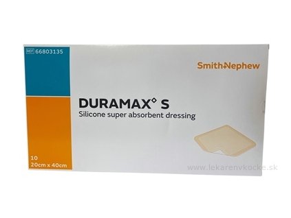 DURAMAX S silikónový superabsorpčný obväz (krytie), 20x40 cm, 1x10 ks