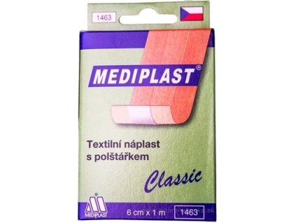 MEDIPLAST Textilná náplasť 1463 Classic 6 cm x 1 m, s vankúšikom, 1ks